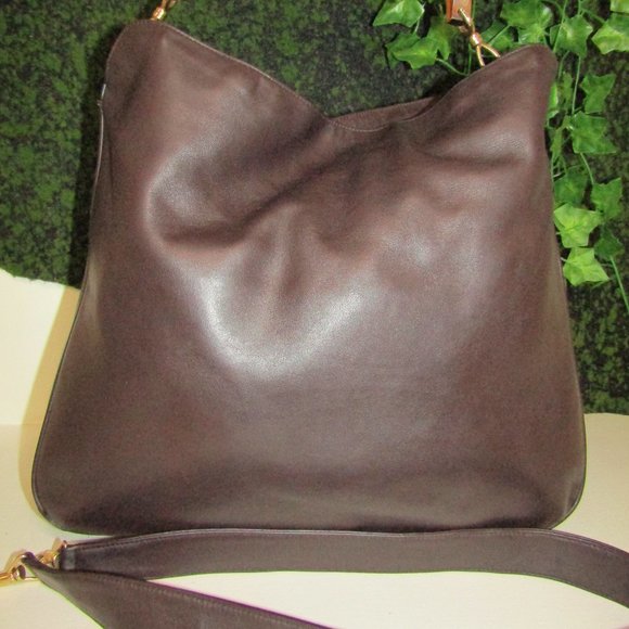 AUTHENTIC GUCCI BROWN LEATHER LARGE BAMBOO SHOULDER CROSSBODY BAG - Picture 4 of 15